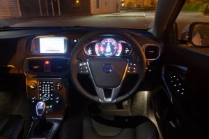 2012 Volvo V40 interior cockpit illuminated