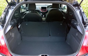 2013 Peugeot 208 GTi interior boot rear seats folded