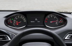 2014 Peugeot 308 interior dials over steering wheel